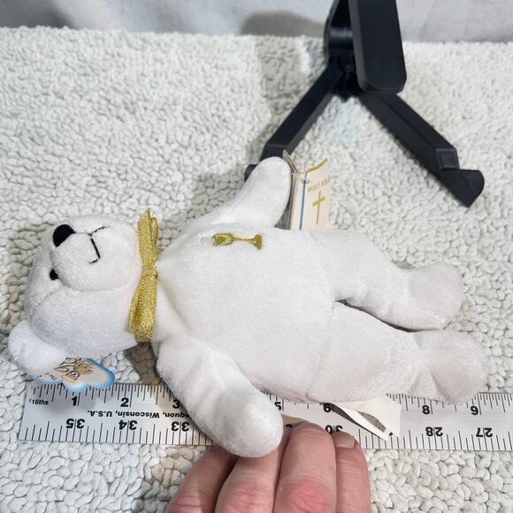 Holy Bears The Original Sacrament Series Communion ~9" Tall 5.75" W White Gold - Picture 12 of 14